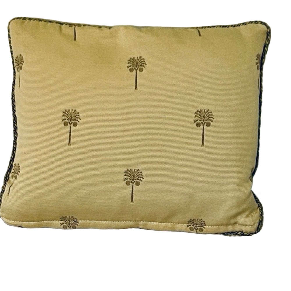 Vintage Ethan Allen Palm Trees Coconuts Embroidered Decorative Throw Pillow